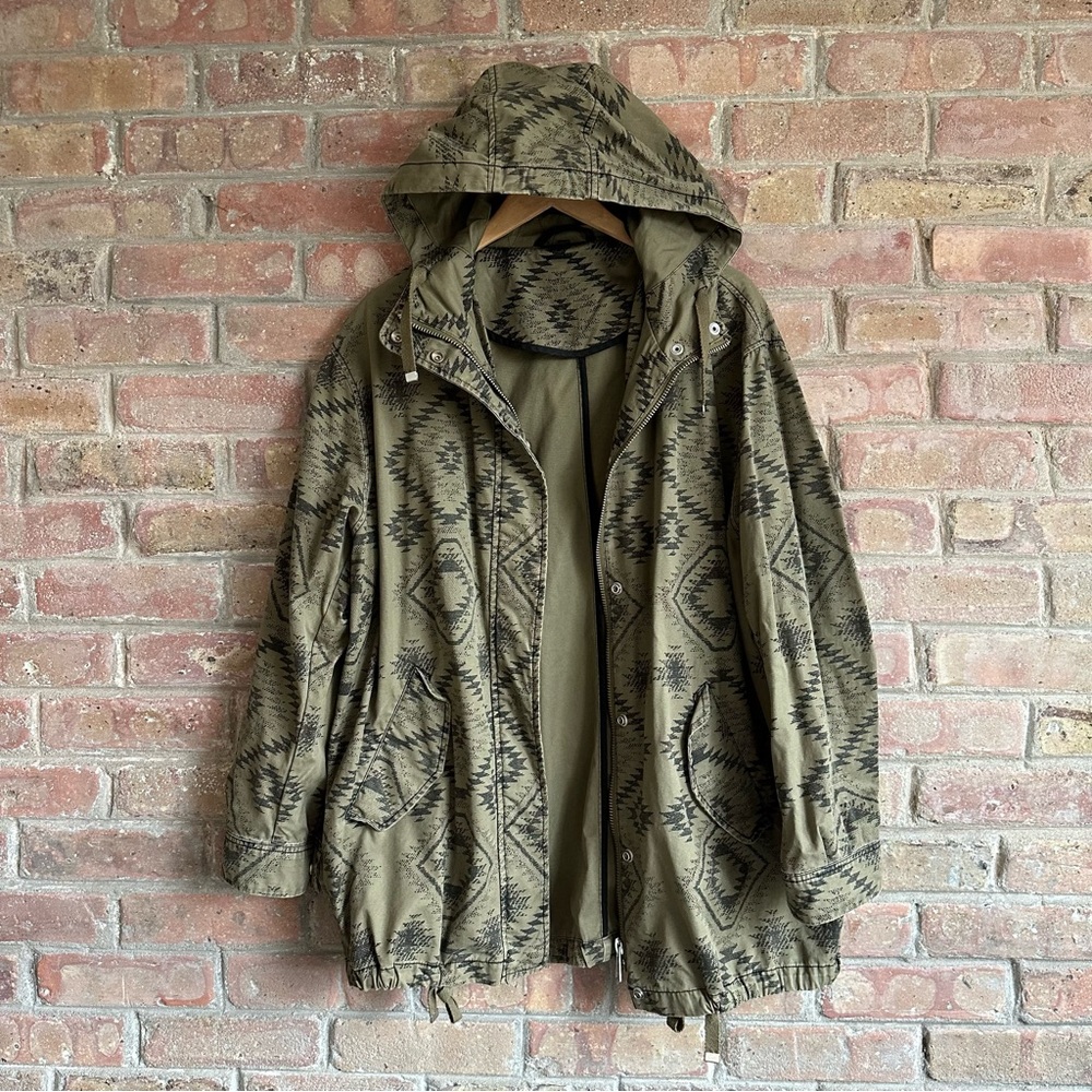 Topshop cotton southwest print hooded jacket